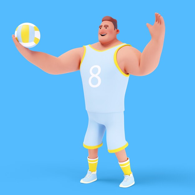 Dynamic 3D Illustration of an Athletic Man Engaging in Sports Activities – Free Download