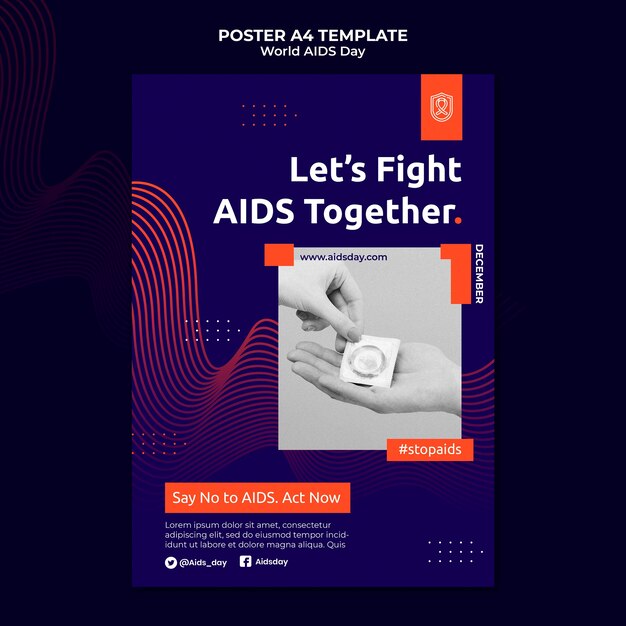 World AIDS Day Print Template with Orange Details – Free Download