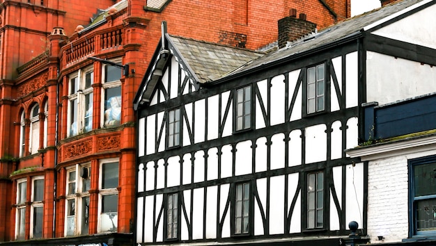 Closeup Shot of Traditional Brick and Half-Timbered French Buildings in an Old Town – Free to Download