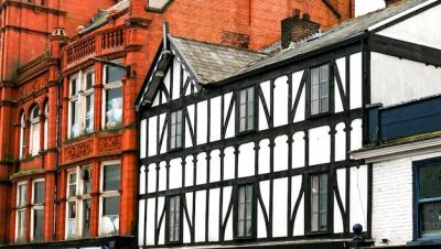 Closeup Shot of Traditional Brick and Half-Timbered French Buildings in an Old Town – Free to Download