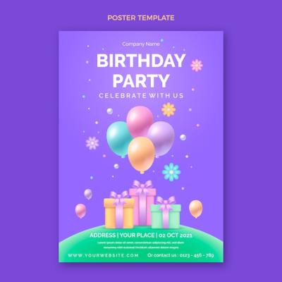 Gradient Colorful Birthday Poster – Free Download