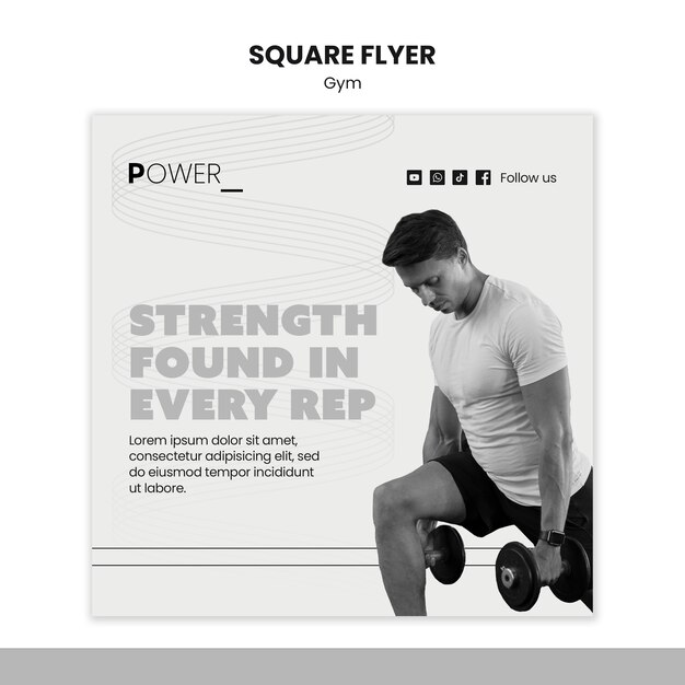 Minimal Gym Training Square Flyer Template – Free Download