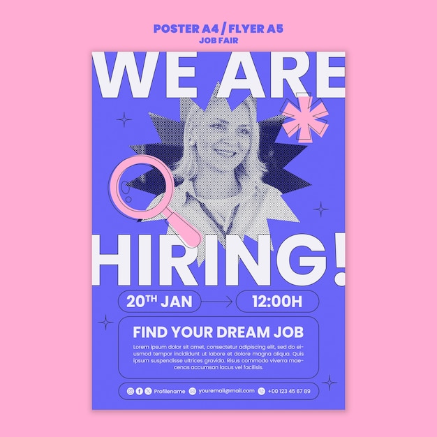 Flat Design Job Fair Poster Template – Free Download