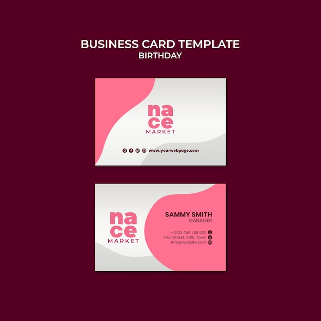 Flat Design Birthday Celebration Business Card Template – Free Download