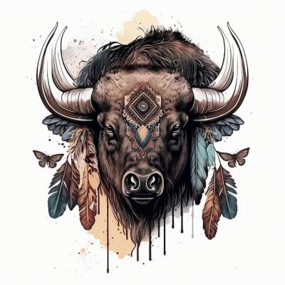 Angry Bull Tribal Symbol – Bohemian Buffalo Totem – Free Stock Photo Download