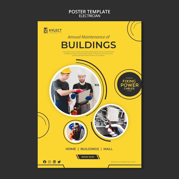 Electrician Poster Template Concept – Download Free Stock Photo