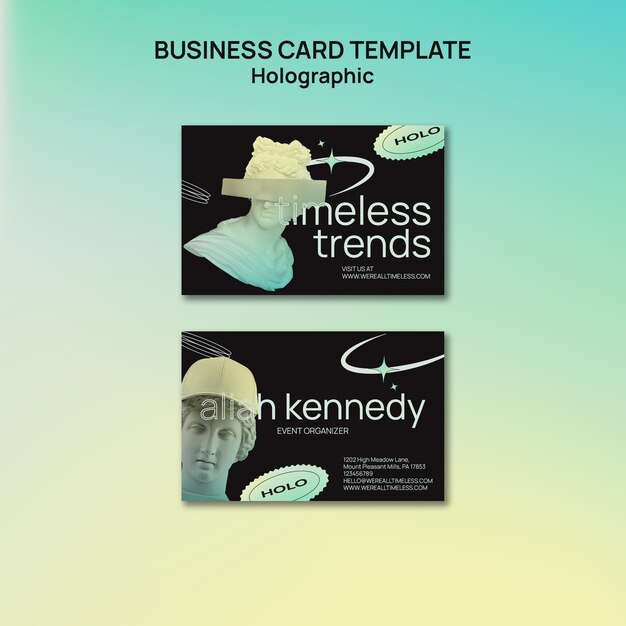 Holographic Effect Business Card Template for Free Download