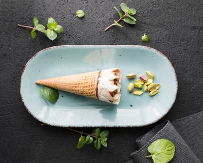 Top View Ice Cream on a Plate – Free Download