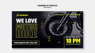 Realistic Motorbike Business Facebook Template – Free Download