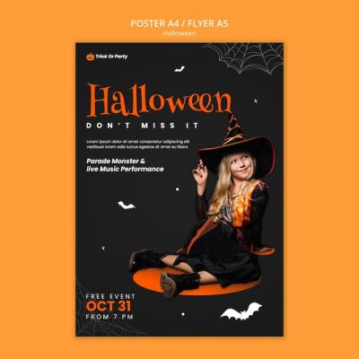 Halloween Costume Poster Template – Download Free Stock Photo