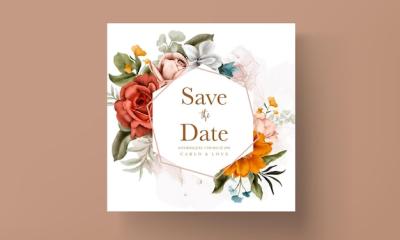 Vintage Autumn Floral Watercolor Invitation Card – Free Download