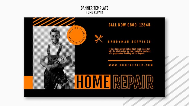 Horizontal Banner Design for House Repair Company – Free Download