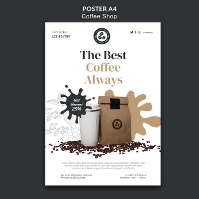 Coffee Shop Template in Flat Design – Free to Download