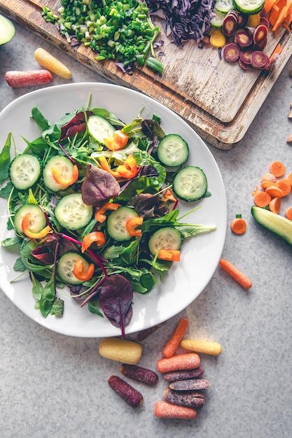 Top View of Vegetable Salad on Kitchen Table – Free to Download