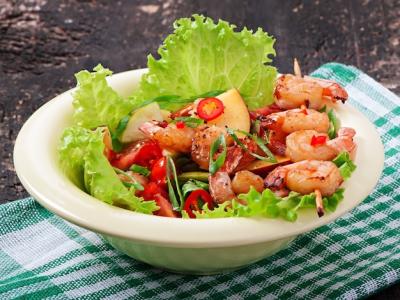 Shrimp Salad with Peaches, Tomato, Avocado, and Lettuce – Free Download