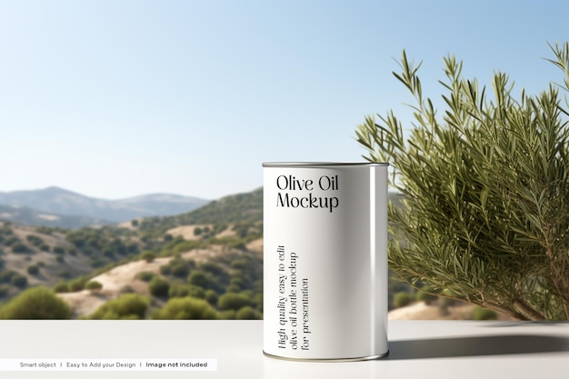 Olive Oil Round Can Mockup – Free to Download