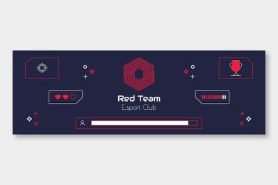 Modern Duotone Red Esports Twitter Header – Free Download