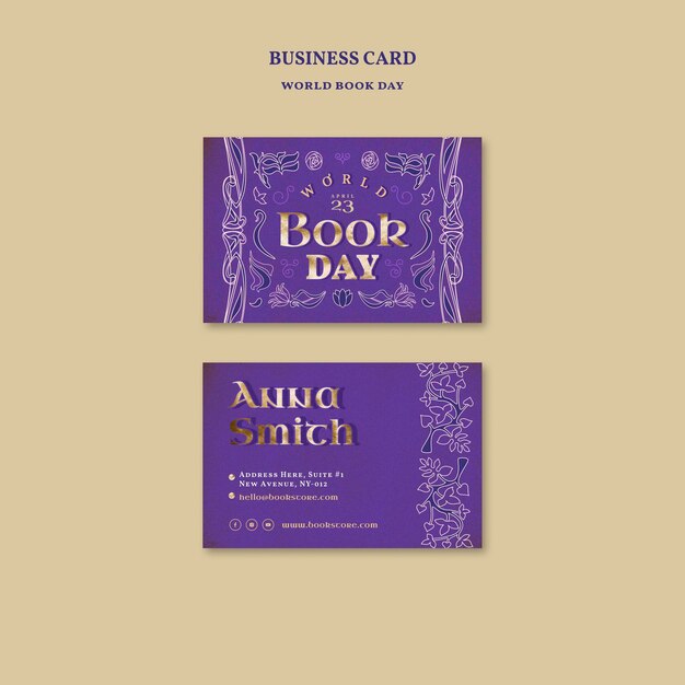 Horizontal Business Card Template for World Book Day Celebration – Free Download