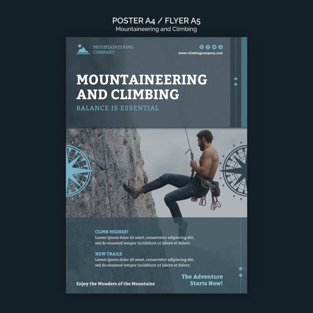 Mountaineering Poster Template for Free Download