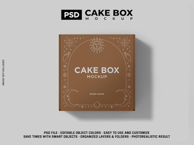 Realistic Square Box Mockup for Cake, Cupcake, Donut, and Pastry Packaging – Free Download