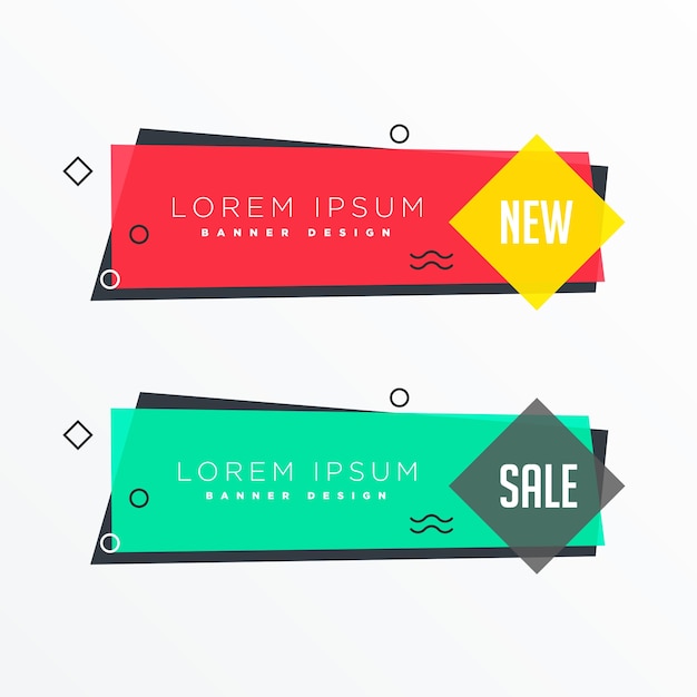 Memphis Style Geometric Banners Set with Text Space – Free Download