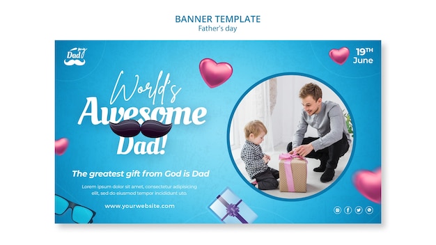 Father’s Day Celebration Horizontal Banner Template – Free to Download