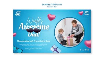 Father’s Day Celebration Horizontal Banner Template – Free to Download