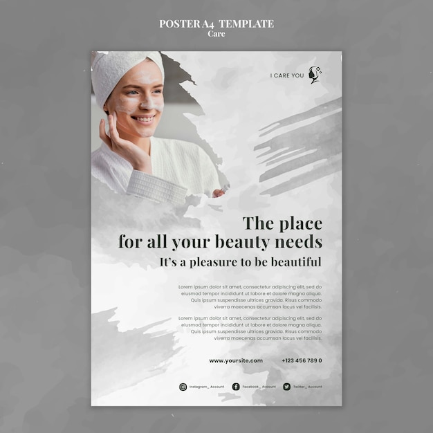 Flat Design Care Template Poster – Free Download, Free Stock Photo