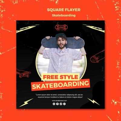 Skateboarding Concept Square Flyer Template – Free Download