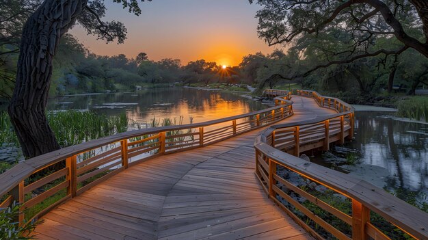 A Wooden Bridge Leading to a Sunset Lake | Free Stock Photo, Download for Free