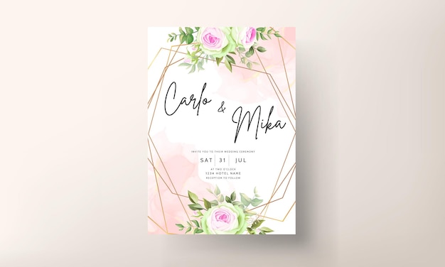 Beautiful Blooming Rose Flower Wedding Invitation Floral Design – Free Download