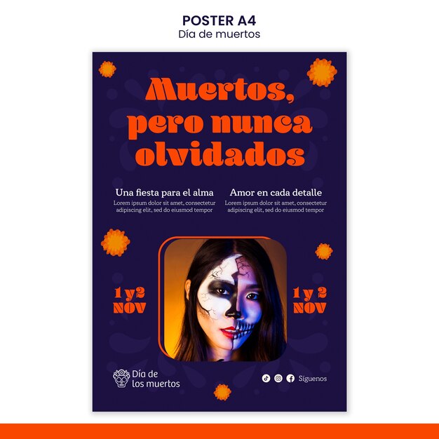 Dia de Muertos Celebration Poster Template – Free Download