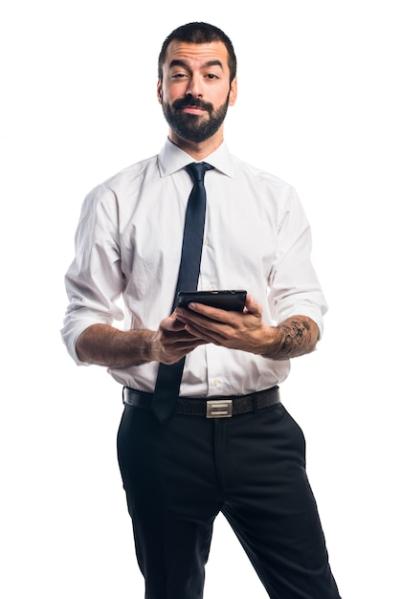 Businessman Holding a Tablet – Free Stock Photo Download