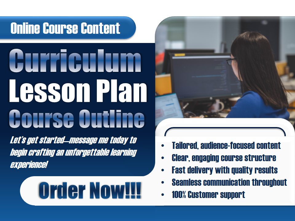 I Will Create Engaging Online Course Content, Curriculum, Lesson Plans, and Course Outlines