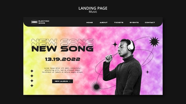 Gradient Landing Page Template for Musicians – Free Download