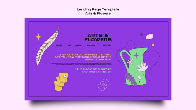 Arts and Flowers Web Template – Download Free Stock Photo