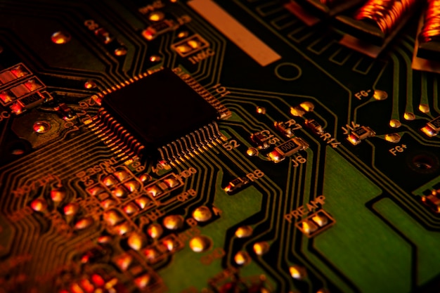 Circuit Board Close-Up Featuring Various Components – Free Download