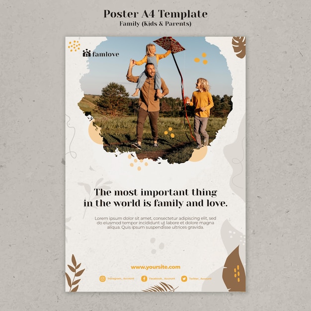 Family Poster Design Template Featuring Parents and Kids – Free Download