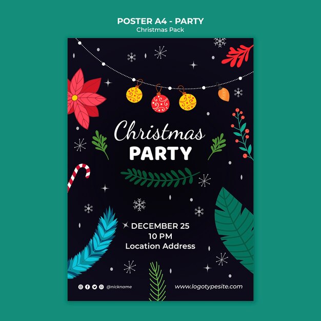 Christmas Party Poster Template – Free Stock Photo, Download for Free