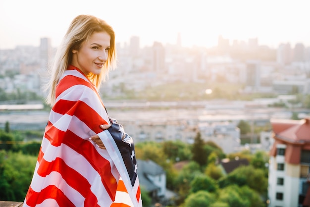 Girl on Rooftop Celebrating Independence Day – Free Download