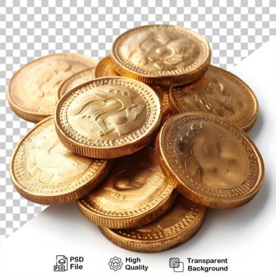 Gold Coins Digital Concept on Transparent Background – Free Download