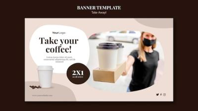 Banner Template for Takeaway Coffee – Free Download, Free Stock Photo