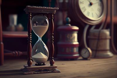 Time Concept: Hourglass on Wood Table in Old House – Free Stock Photo Download