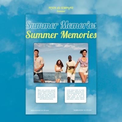 Vertical Summer Flyer Template Featuring People on the Beach – Free Download