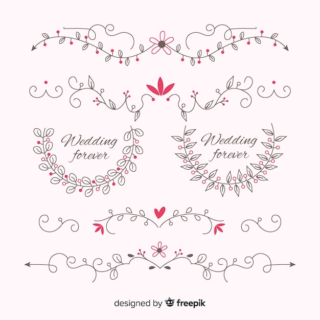 Hand Drawn Wedding Ornament Collection – Free Download