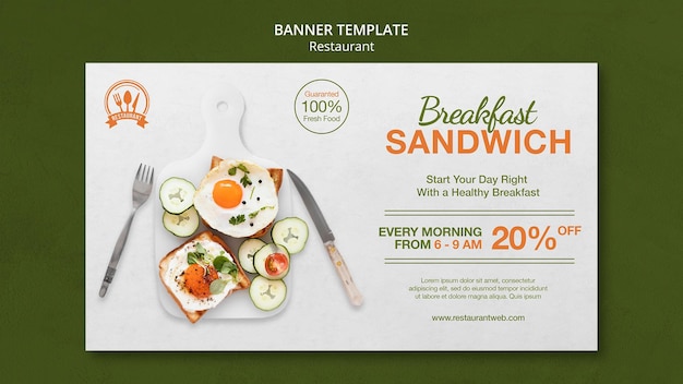 Breakfast Sandwich Food Restaurant Banner Template – Free Download