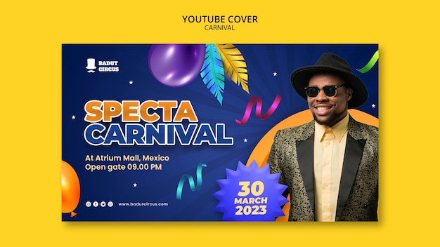 Carnival Entertainment YouTube Cover Template – Free Download