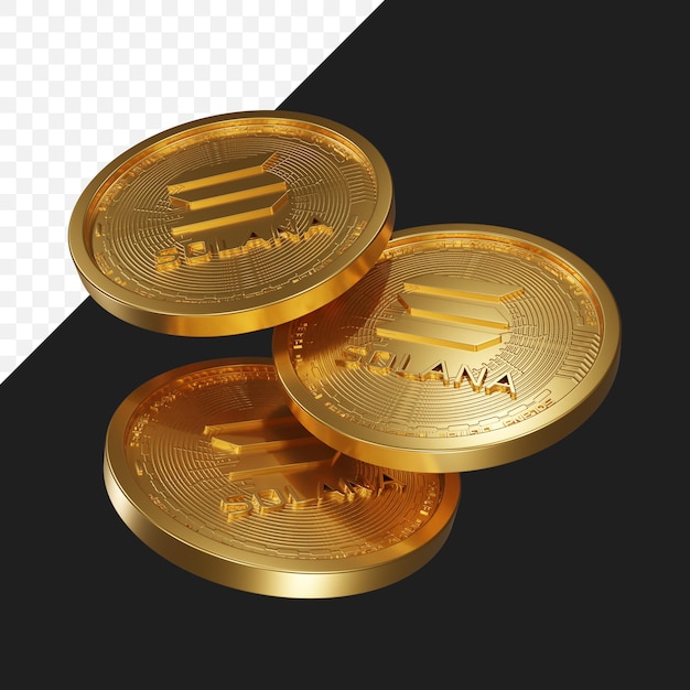 Realistic 3D Render of SOL Solan Coins – Free Download