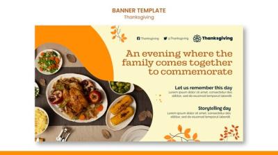 Happy Thanksgiving Day Horizontal Banner Template – Free Download