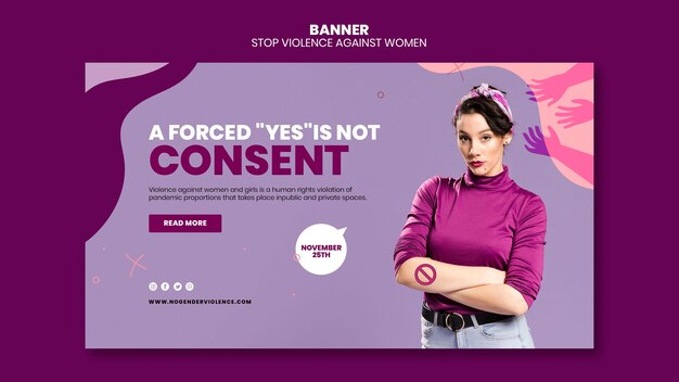 Elimination of Violence Against Women Horizontal Banner Template – Free Download